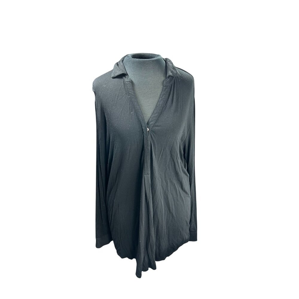 J. Jill Black Long Sleeve Stretch Tunic Top L Soft Lightweight Womens Shirt Made